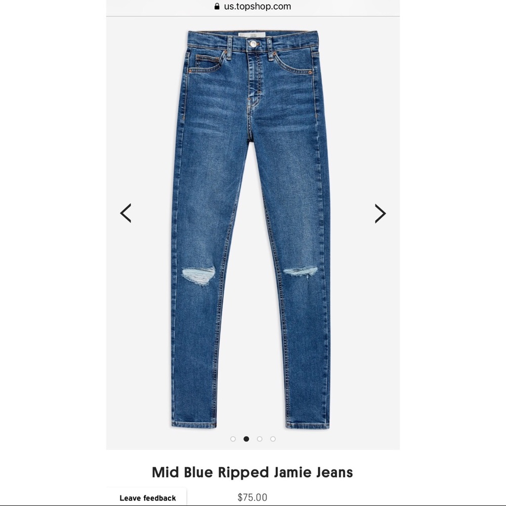Topshop High-waisted “Jamie” ripped jeans